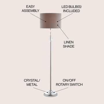 Layla 59.5" Crystal / Metal LED Floor Lamp - JONATHAN Y